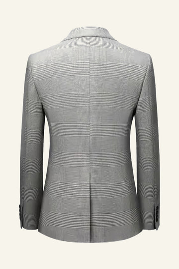 Grå Plaid Peak Revers 3 stk. mænd bryllupsdragter